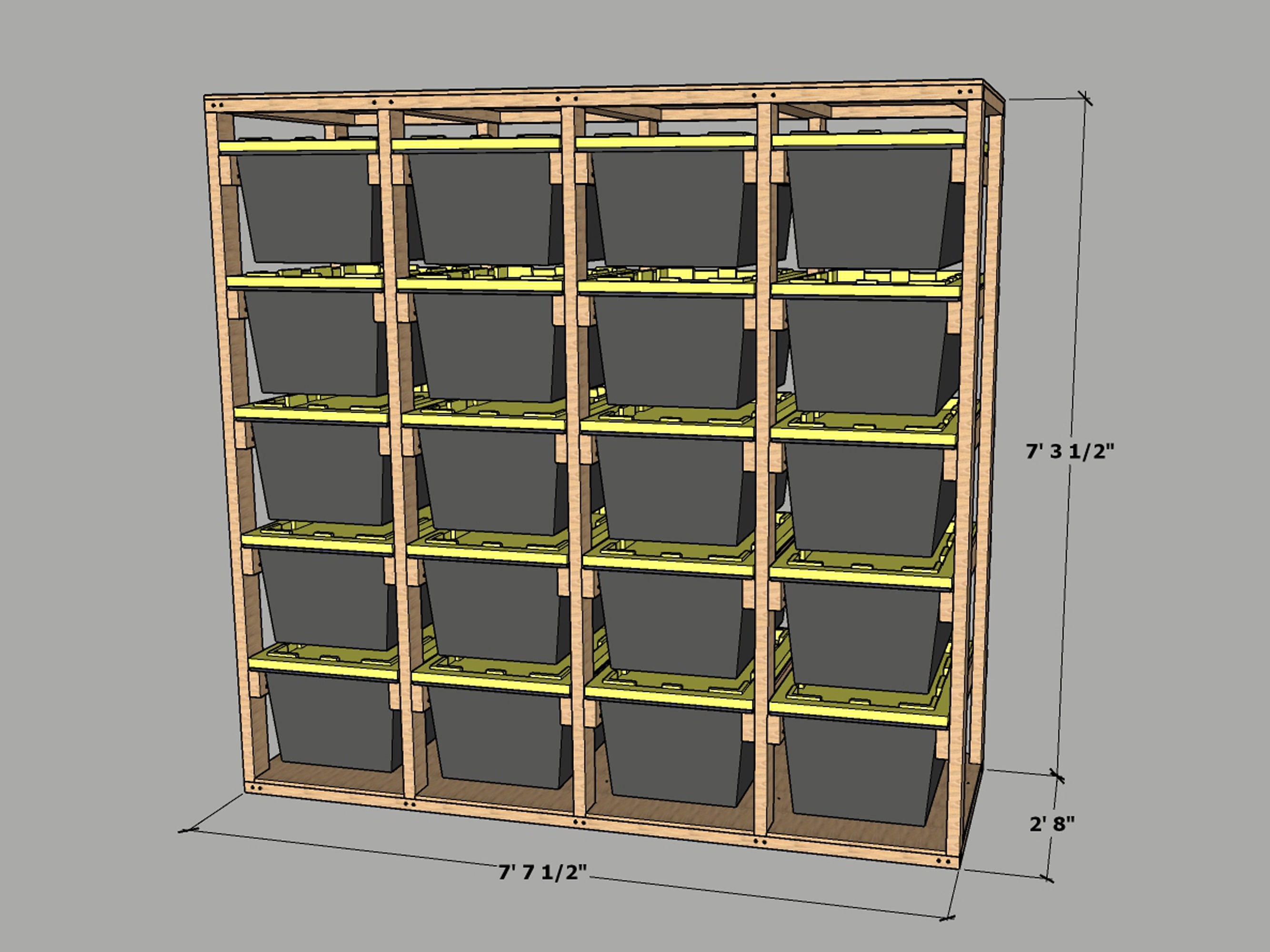 20 UNIT Storage Shelves Plans 27 Gallon DIY Tote Storage Rack PDF