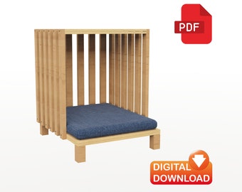 Projetos de casinhas modernas para gatos | Projetos simples de móveis para gatos - Projetos de camas de madeira para gatos | Download instantâneo