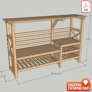 DIY Potting Bench Plan | Potting Bench Table Plan - Instant PDF Download