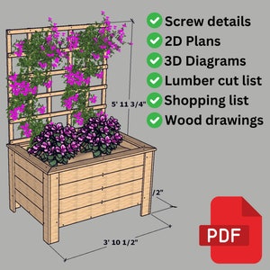 Cedar Planter Plans | Erhöhter Blumenkasten | Erhöhtes Gartenbett - Digital Download