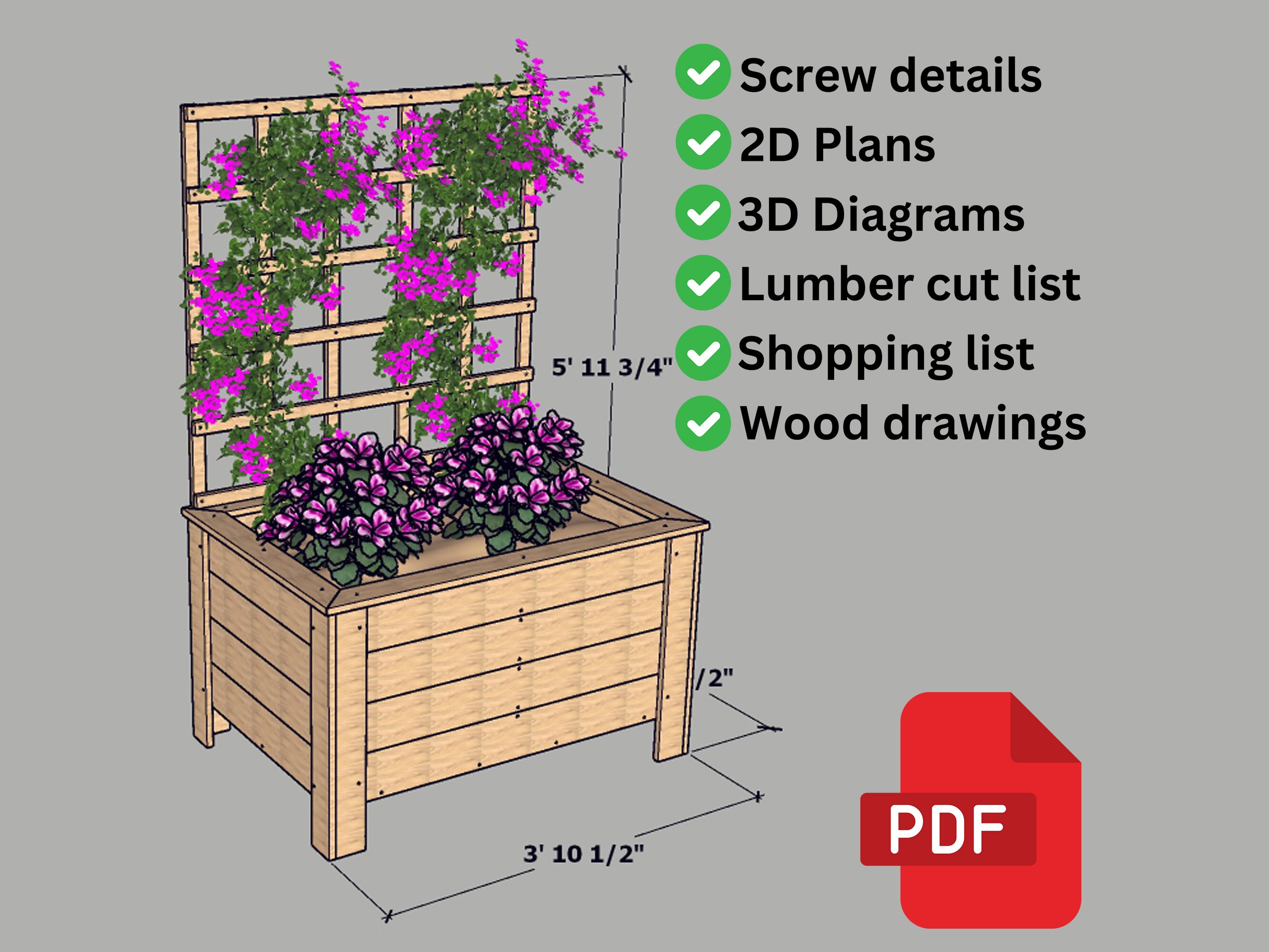Cedar Planter Plans | Raised Planter Box | Elevated Garden Bed ...