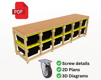 Rolling Garage Storage Shelves Plan | Horizontal Storage Rack | 27 Gallon Tote Rack | PDF Download