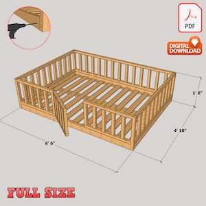 Full Size Montessori Floor Bed Digital Plan, DIY Montessori Floor Bed Build Plan - PDF