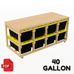 40 Gallon Rolling Garage Storage Shelves - Build Plans | DIY Tote Rack Plans - 8 Unit Storage Rack - Digital Plan