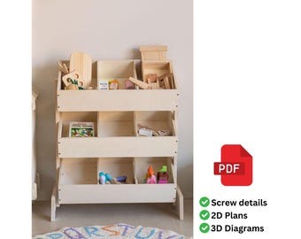 Montessori Toy Shelf With Storage Plan | Childrens storage, Modern Toy Shelf