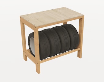 Planos para construir un portaneumáticos / Solución sencilla de almacenamiento en garaje / Descarga digital