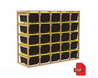 Planos de estanterías de almacenamiento, planos de construcción de estanterías de 40 galones / Estantería de almacenamiento de 25 unidades (DIY) / PDF - Descarga instantánea