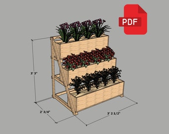 DIY 3 Tier Raised Planter Box Plans | Easy to Build Vegetable & Balcony Planter | Instant Download PDF