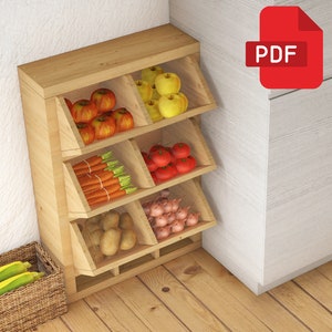 Three Tier Vegetables Storage Rack | Kitchen Storage - Onion & Potato Bin Build Plan | DIY Kitchen Storage