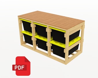 27 Gallon Tote Rack Plans | 6 Unit Storage Rack | Easy Garage Storage Solution - Digital Download