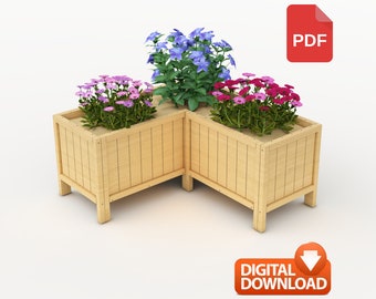 Bouwplan voor groentebakken, plan voor verhoogde tuindoos | Plantenbak voor buiten, houten plantenbak | Digitale download