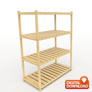 Storage Rack Digital Plan, DIY Garage Shelf Construction Plan - PDF