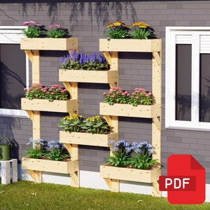 Plantenbakken bloempot aan de muur | 8 dozen doe-het-zelf houtbewerkingsplannen - digitale download