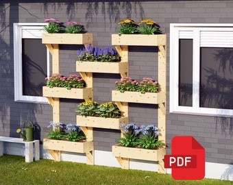 Plantenbakken bloempot aan de muur | 8 dozen doe-het-zelf houtbewerkingsplannen - digitale download