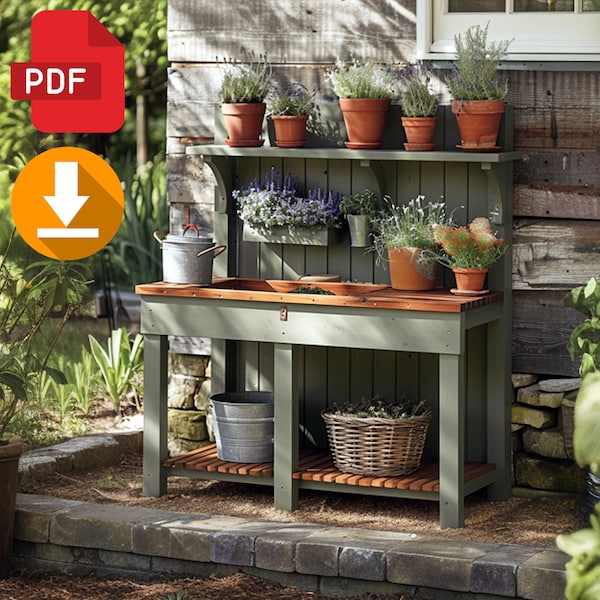 DIY Potting Bench Plans | Planting Table Plans - Potting Bench Build Plan, Potting Table