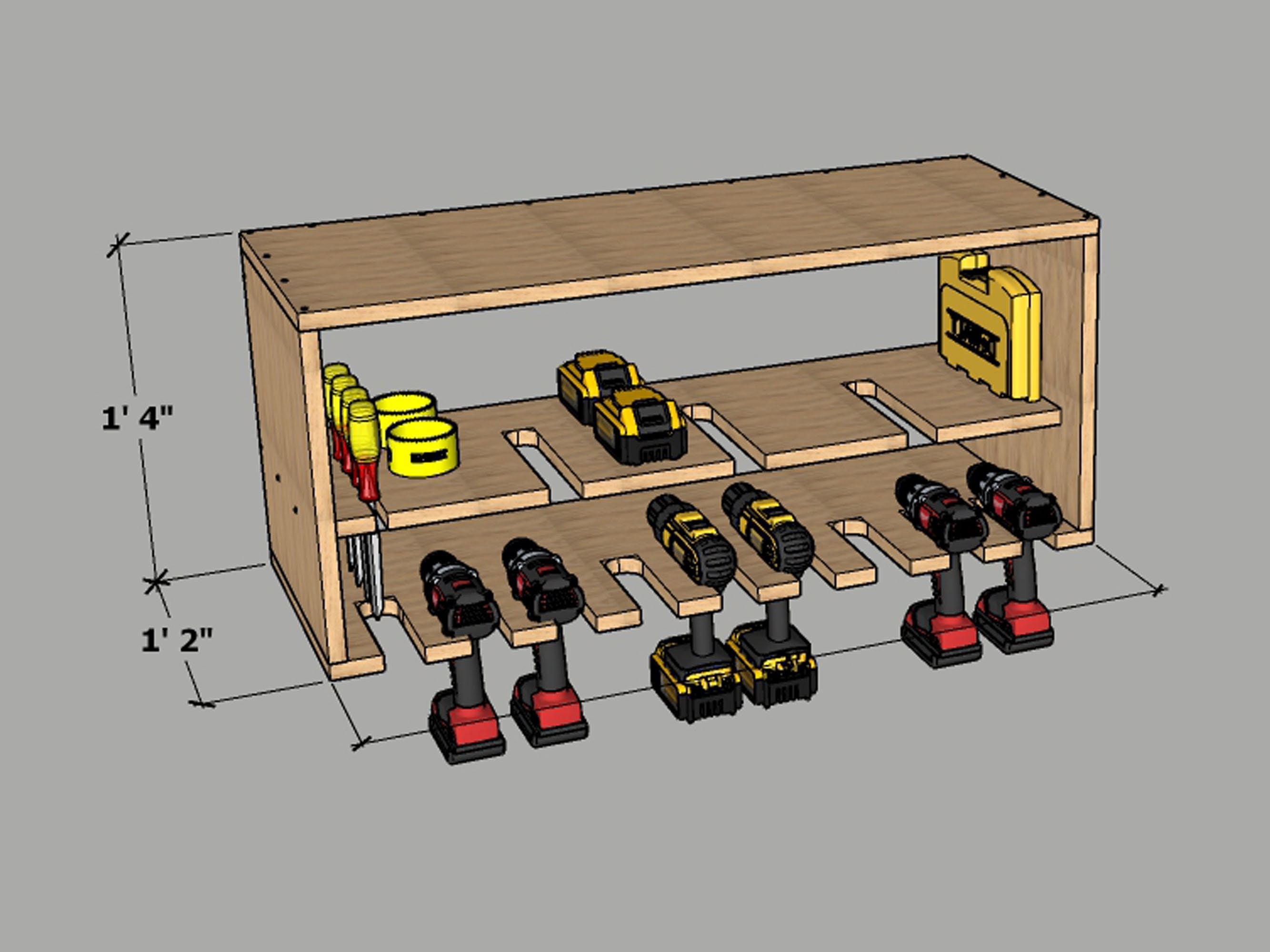 DIY Cordless Drill Storage Rack Plans | Build Your Own Drill Organizer ...