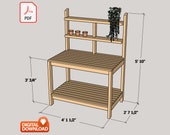 Potting Bench Digital Plan, DIY Outdoor Work Station Build Plan - PDF