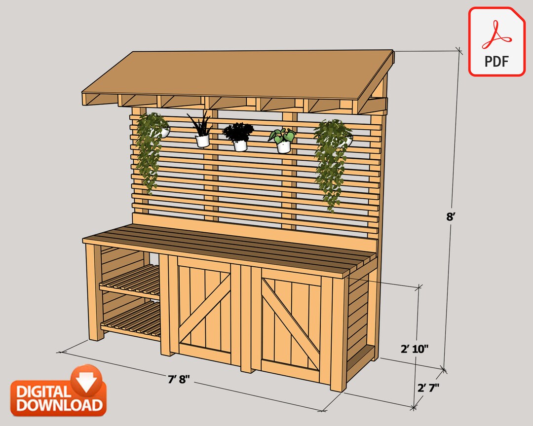 Potting Bench Digital Plan DIY Outdoor Work Station (Instant Download ...