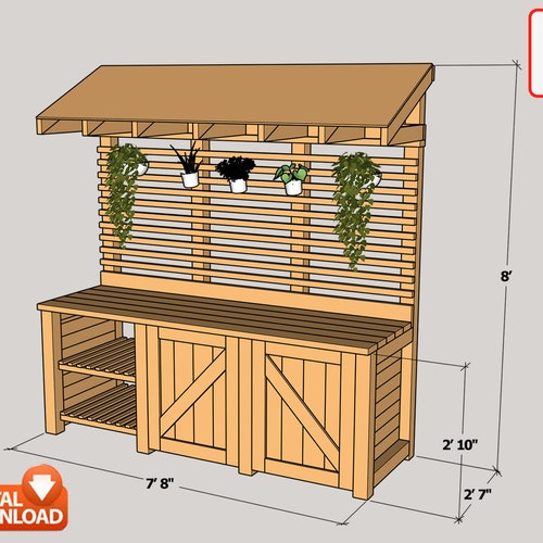 Potting Bench Digital Plan DIY Outdoor Work Station Build Etsy