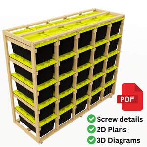 40 Gallon Mobile Storage Plans | 25 UNIT DIY Tote Storage Rack | Garage Storage PDF - Instant Download
