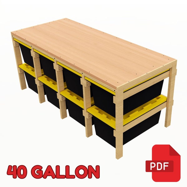 40 Gallon Tote Storage Rack | Garage Storage Buil Plan - Diy Garage Shelves |  - Digital Download