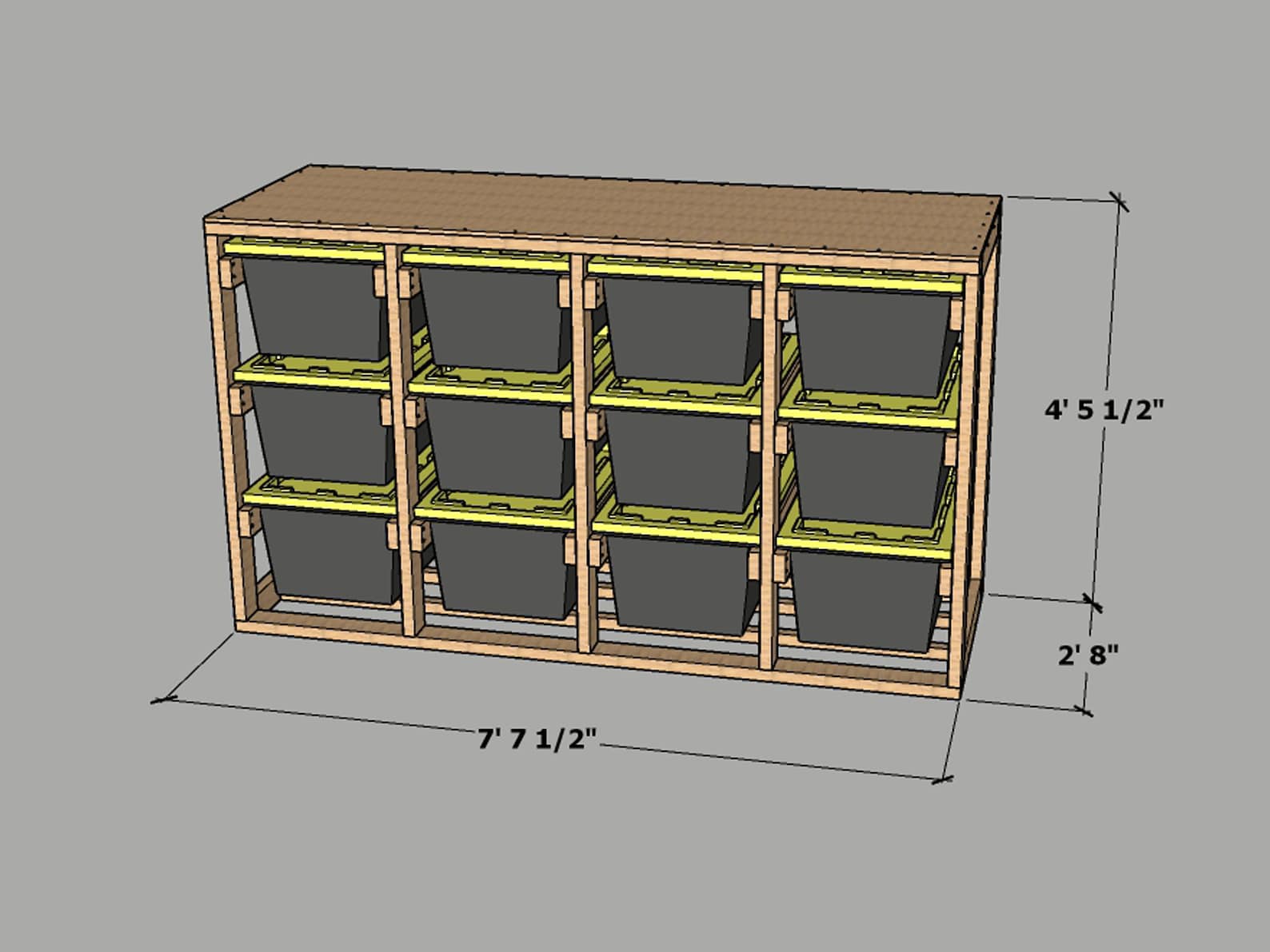 Diy Material Rack Plan.pdf DIY Storage Rack Plans | 27 Gallon Tote Organizer | 4x3 Garage Storage ...