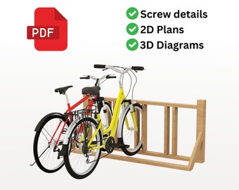 Plan View Bike Rack Color Bike Storage Rack Build Plan | DIY Bicycle Organizer - Digital Download ...