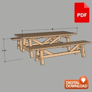 Picnic Table With Separate Benches Plan | Backyard Furniture Plans ...
