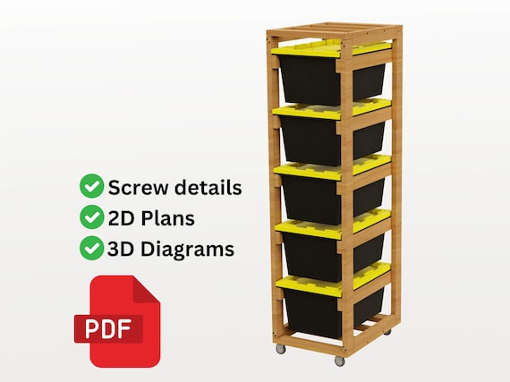 Rolling Garage Storage Rack Plans | 1x5 Garage Storage | 27 Gallon