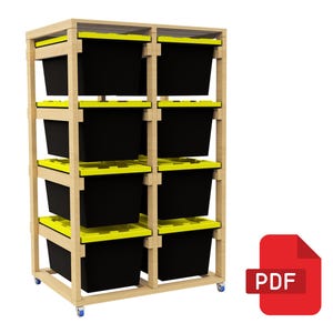 Rolling Garage Storage Build Plan - 40 Gallon Tote Storage Rack, DIY Garage Shelving - Digital Download