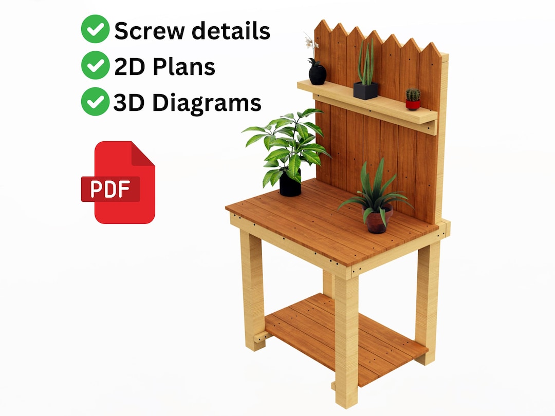 Garden Potting Bench Plans | DIY Greenhouse Workbench Instructions ...