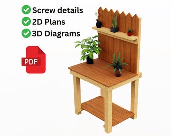 Garden Potting Bench Plans | DIY Greenhouse Workbench Instructions | PDF Guide