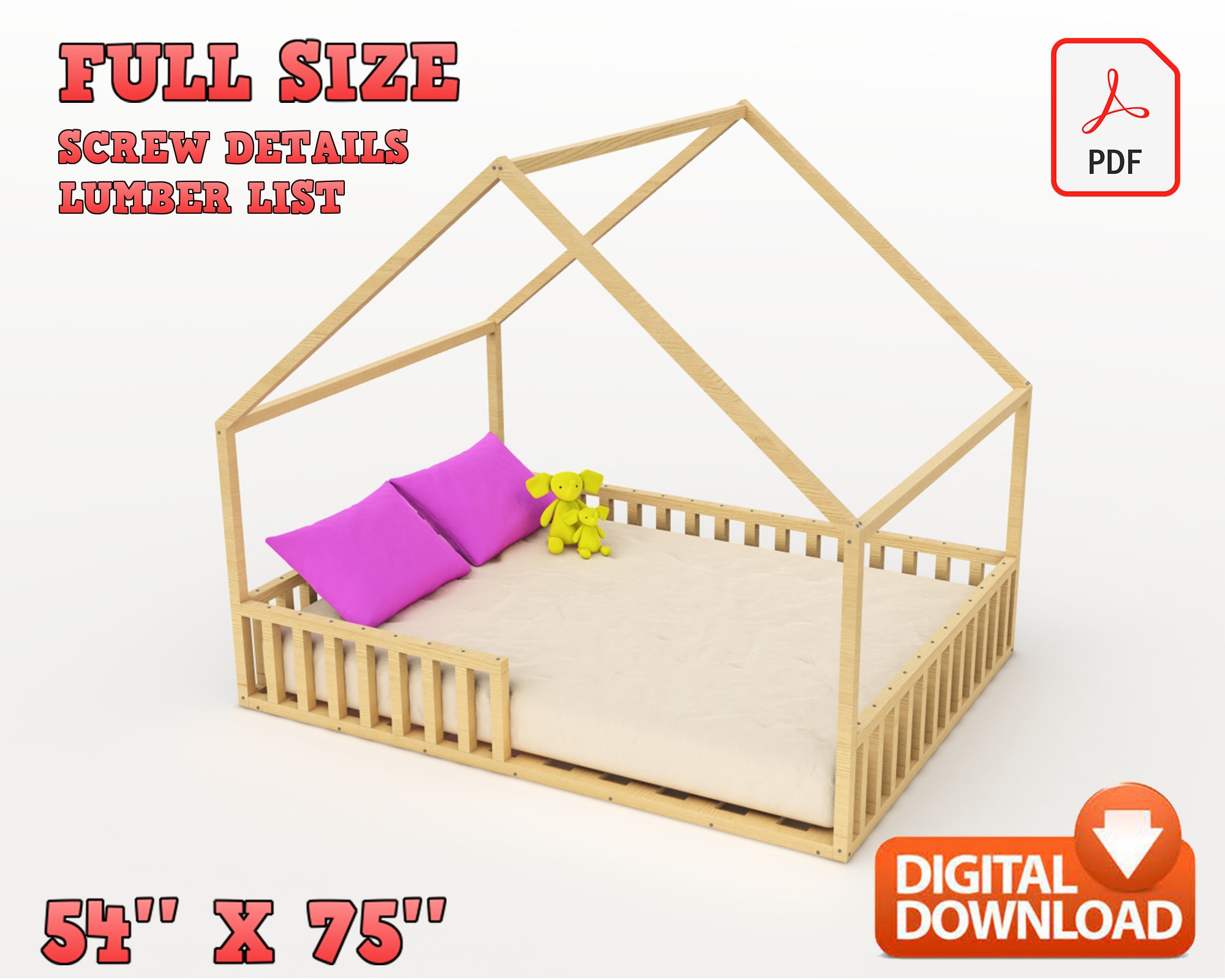 Full Size Montessori Floor Bed Digital Plan DIY Montessori Etsy