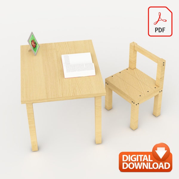 Plan de construction de chaise et de meubles pour tout-petits à faire soi-même | Bureau et chaise Montessori - PDF