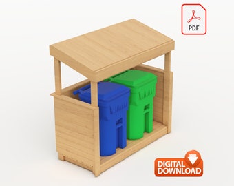 Garbage Shed Digital Plan, DIY Outdoor Storage Shed Construction Plan - PDF