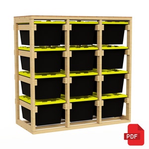 3x4 Garage Tote Rack Plans | 27 Gallon Storage Shelves | Digital Download