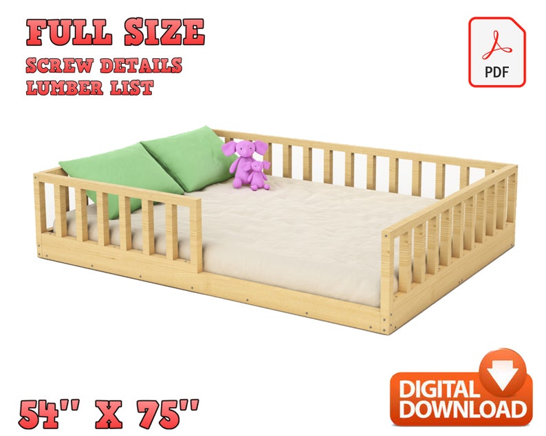 Full Size Montessori Floor Bed Digital Plan DIY Montessori Etsy