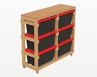 Garage Storage Rack Plans | 27 Gallon Tote Organizer | Instant Download