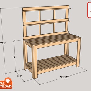 Potting Bench Digital Plan, DIY Outdoor Work Station Build Plan - PDF ...