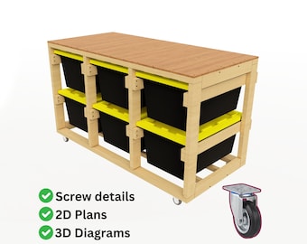 Rolling Garage Storage Shelves | DIY 27 Gallon Tote Storage Rack - Instant Download