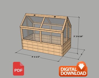 Greenhouse Build Plans |  Wooden Greenhouse Plans, PDF Digital Download