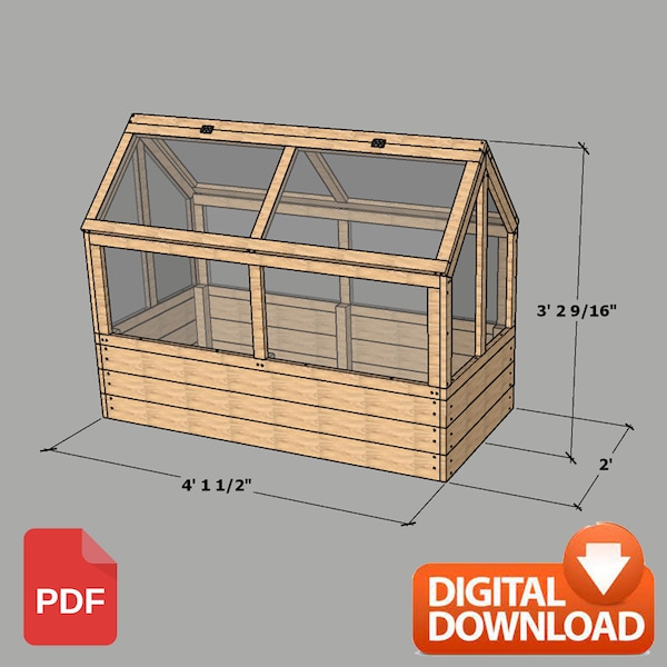 Plans de construction de serre |  Plans de serre en bois, téléchargement numérique PDF
