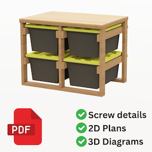 4 Unit DIY Garage Storage Rack Plans - 27-Gallon Storage Rack | Simple Storage Rack Plans | Instant Download