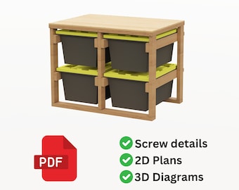 4 Unit DIY Garage Storage Rack Plans - 27-Gallon Storage Rack | Simple Storage Rack Plans | Instant Download