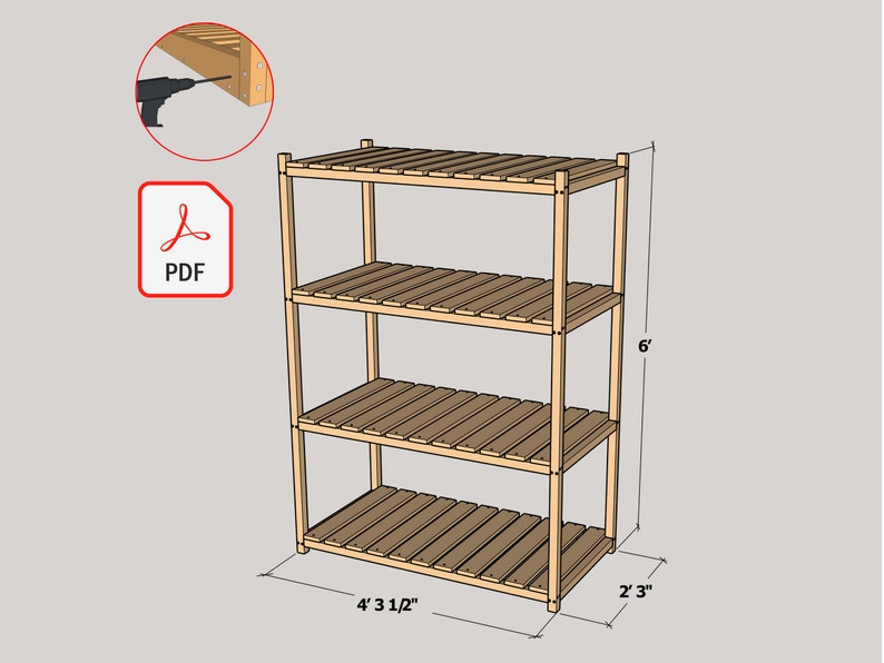 Diy Material Rack Plan.pdf Storage Rack Digital Plan, DIY Garage Shelf Construction Plan - PDF - Etsy