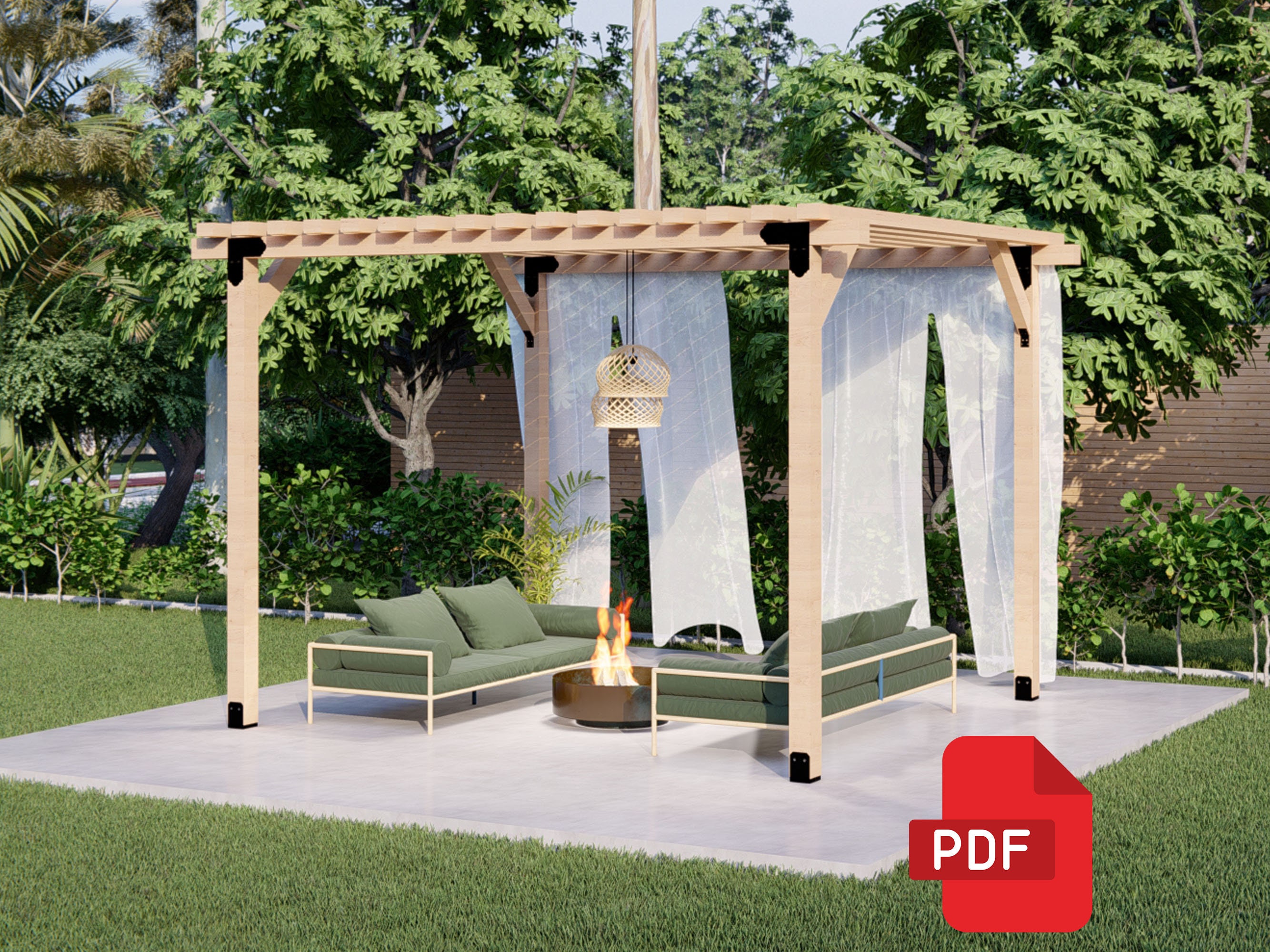 Plans de construction de pergola moderne - Plans de pergola de jardin | Pergola extérieure DIY - Téléchargement numérique