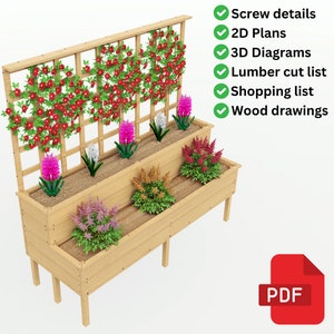 Garten Dekor Pläne | Pflanzgefäße aus Holz - Digital Download