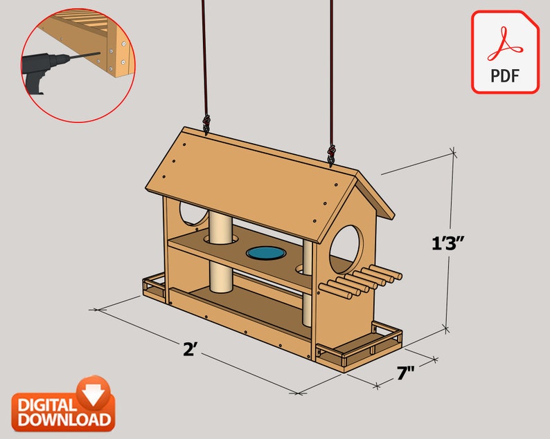 Bird House Build Plan 9''x 2'simple Bird House - Etsy