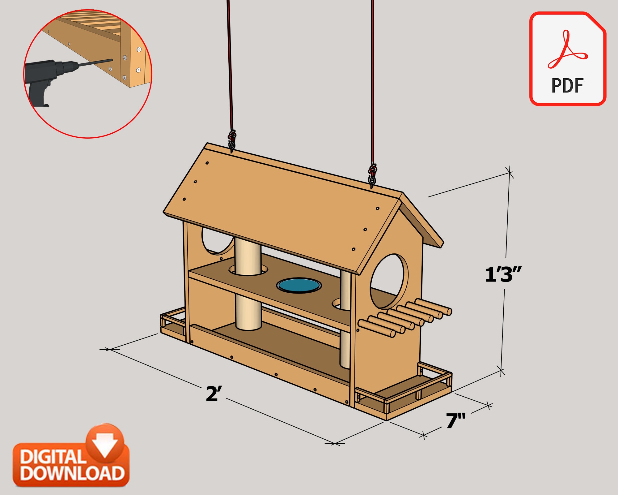 Vogelhaus Build Plan, 9 ''x 2 ', einfaches Vogelhaus