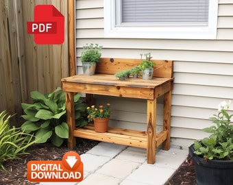 Simple Potting Bench | Potting Bench Build Plan, Potting table & Gardening bench, Outdoor Potting Bench